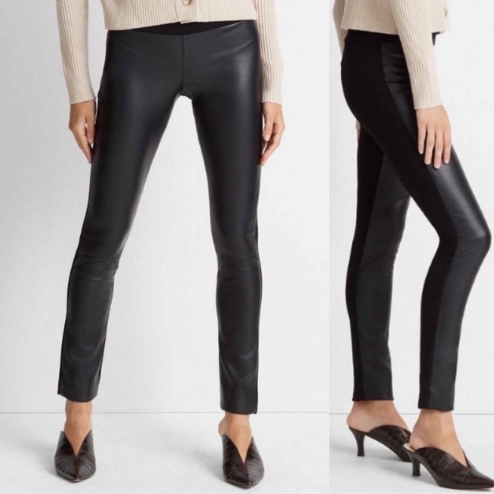 Club Monaco Tasha Faux Leather on the front Leggings Black Size 0